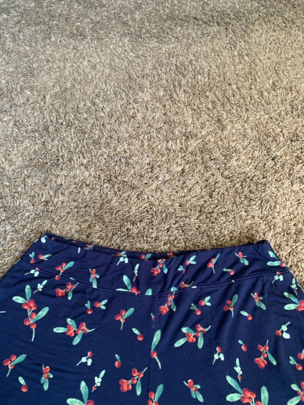 Soma Blue Holly Berry Knit Pajama Pants Super Soft PJ Bottoms Sleepwear Sz.S